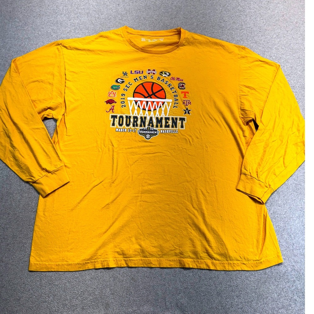 2019 SEC Men's Basketball Tournament Nashville Gold Long Sleeve T-Shirt XXL Fans